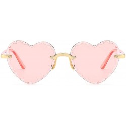 Rimless Heart Shaped Sunglasses for Women Rimless Gradient Lens Sun Glasses Eyeglasses UV400 - Grey Tea Lens - CR1902UYWCO $9.34