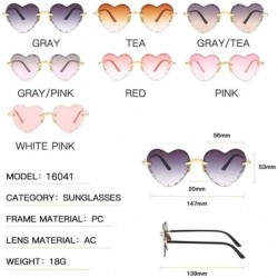 Rimless Heart Shaped Sunglasses for Women Rimless Gradient Lens Sun Glasses Eyeglasses UV400 - Grey Tea Lens - CR1902UYWCO $9.34