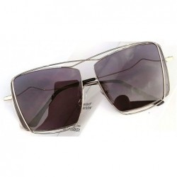 Square Square big frame fashion retro unisex concave shape brand designer sunglasses - Gold Black - CQ18Y9EMGZY $14.65
