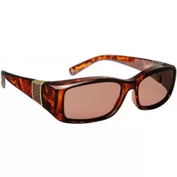 Oval Haven Fits over Sunglasses Freesia in Tortoise with Leather & Polarized Amber Lens - CX182ZK672R $86.33