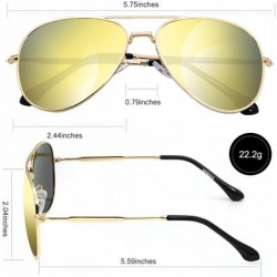 Round Polarized Aviator Sunglasses Classic Metal Military Style for Women and Men (Model 9110-C) - Gold - CA18EHTH5TI $7.50