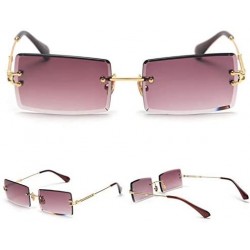 Rimless Rectangle Sunglasses Women Rimless Square Sun Glasses for Women Christmas Gifts - Purple Grey - CB18YYR6996 $17.59
