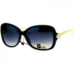 Square Womens Luxury Fashion Sunglasses Gold Snake Rhinestone Temple UV 400 - Black (Smoke) - CB1836U28G7 $23.50