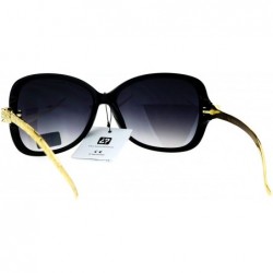 Square Womens Luxury Fashion Sunglasses Gold Snake Rhinestone Temple UV 400 - Black (Smoke) - CB1836U28G7 $12.06