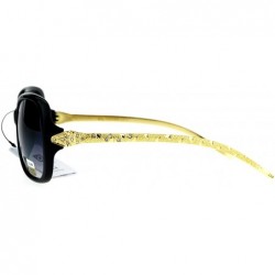 Square Womens Luxury Fashion Sunglasses Gold Snake Rhinestone Temple UV 400 - Black (Smoke) - CB1836U28G7 $12.06