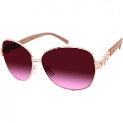 Oval Women's 447SP Oval Sunglasses with 100% UV Protection - 60 mm - Rose Gold/Tan - C7180Z35W2X $36.58