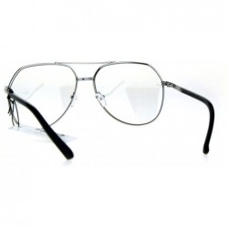 Oversized Mens Oversize Geeky Metal Rim Designer Pilot Clear Lens Eye Glasses - Silver - CK1824Z7U5I $12.13