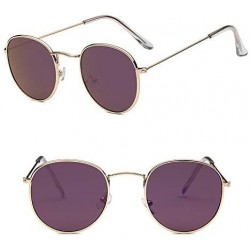 Round Sunglasses Mirror Classic Glasses Driving - Goldpurple - CV198MWYORT $12.01