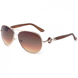 Oversized Yakoto" - Modern Celebrity Design Oversized Aviator Style Fashion Sunglasses for Women - Gold/Brown/Tortoise - CA17...
