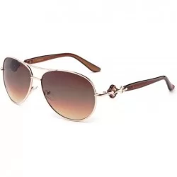 Oversized Yakoto" - Modern Celebrity Design Oversized Aviator Style Fashion Sunglasses for Women - Gold/Brown/Tortoise - CA17...