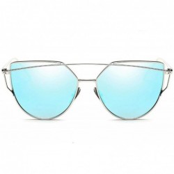 Cat Eye Sunglasses Women Luxury Cat Eye Design Mirror Flat Rose Gold Vintage Cateye Fashion Sun Glasses Eyewear - A7 - CY197A...