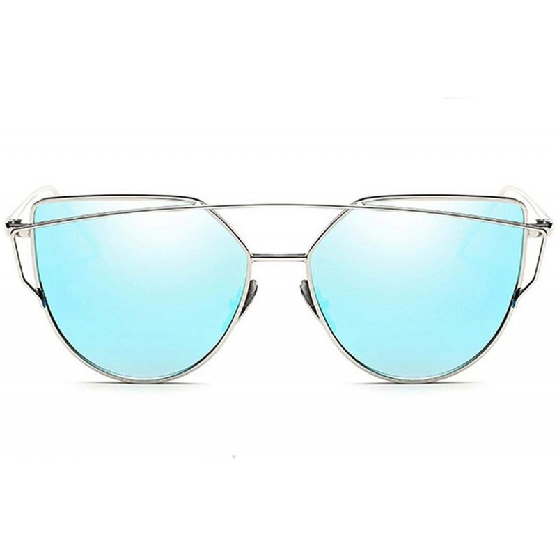 Cat Eye Sunglasses Women Luxury Cat Eye Design Mirror Flat Rose Gold Vintage Cateye Fashion Sun Glasses Eyewear - A7 - CY197A...