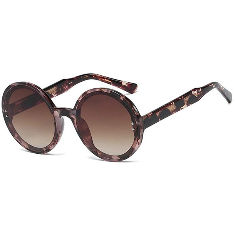 Oval Fashion Trend Rice Nail Round Frame Luxury Sunglasses Men Women Retro Pink Leopard Shades Glasses - Pink Leopard - C9194...