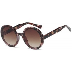 Oval Fashion Trend Rice Nail Round Frame Luxury Sunglasses Men Women Retro Pink Leopard Shades Glasses - Pink Leopard - C9194...