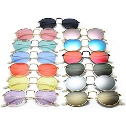 Round Sunglasses Mirror Classic Glasses Driving - Goldpurple - CV198MWYORT $12.01