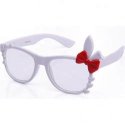 Oversized Women's High Fashion Bunny Ears Hearts Bow Clear Lens Glasses 20% OFF 4 Pairs or More - White/Red - CL11DCOKRH9 $17.77