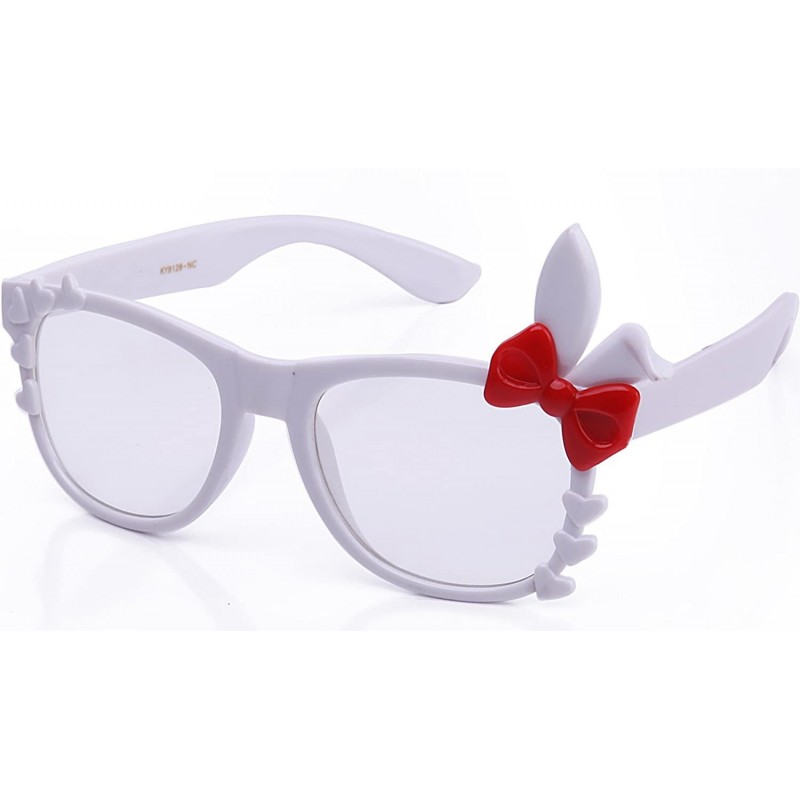 Oversized Women's High Fashion Bunny Ears Hearts Bow Clear Lens Glasses 20% OFF 4 Pairs or More - White/Red - CL11DCOKRH9 $7.48