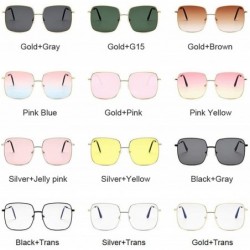 Oval Retro Big Square Sunglasses Women Vintage Shades Progressive Metal Color Sun Glasses Fashion Designer Lunette - CV199C5L...