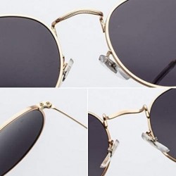 Round Sunglasses Mirror Classic Glasses Driving - Goldpurple - CV198MWYORT $12.01