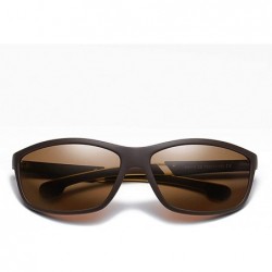 Square Men's Sports Sunglasses Tr90 Uv400 Driving Sun Glasses for Men Polarized Outdoor Eyewear - Brown - CP18A9M34KT $8.82