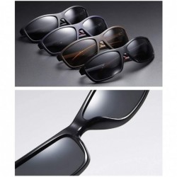 Square Men's Sports Sunglasses Tr90 Uv400 Driving Sun Glasses for Men Polarized Outdoor Eyewear - Brown - CP18A9M34KT $8.82