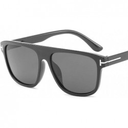 Square Unisex Sunglasses Fashion Bright Black Grey Drive Holiday Square Non-Polarized UV400 - Bright Black Grey - CY18RKGAO8S...