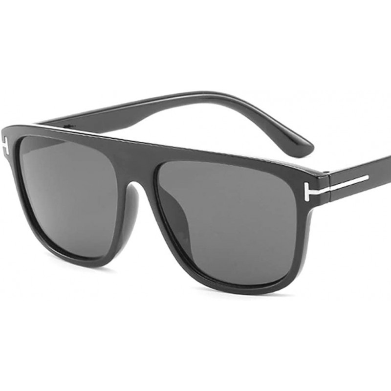 Square Unisex Sunglasses Fashion Bright Black Grey Drive Holiday Square Non-Polarized UV400 - Bright Black Grey - CY18RKGAO8S...