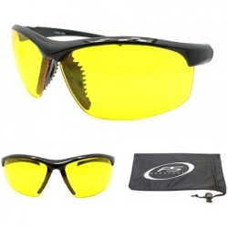 Wrap Night Vision Yellow Lens Wrap Semi Rimless Sunglasses Anti Glare - CR11W6GOP9P $10.39