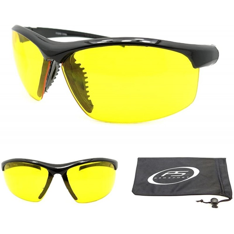 Wrap Night Vision Yellow Lens Wrap Semi Rimless Sunglasses Anti Glare - CR11W6GOP9P $10.39