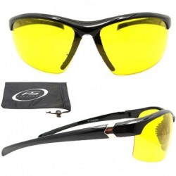 Wrap Night Vision Yellow Lens Wrap Semi Rimless Sunglasses Anti Glare - CR11W6GOP9P $10.39