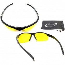 Wrap Night Vision Yellow Lens Wrap Semi Rimless Sunglasses Anti Glare - CR11W6GOP9P $10.39