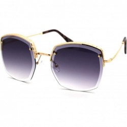 Rectangular Womens Bevel Edge Half Rim Rectangular Metal Victorian Style Sunglasses - Gold Smoke - CN18UQKOXNH $13.21