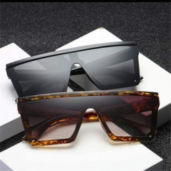 Goggle Square Sunglasses Men Women Mirror Glasses Driving Sun Glasses Male Flat Top Eyewear - Tea - CS194OX5X7O $20.10