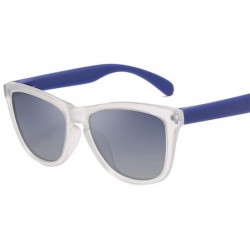 Goggle Men Women Classic Polarized Sunglasses Square Sun Glasses Vintage Driving Goggles UV400 - Clear Blue Grad Grey - C6199...