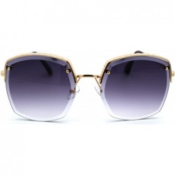 Rectangular Womens Bevel Edge Half Rim Rectangular Metal Victorian Style Sunglasses - Gold Smoke - CN18UQKOXNH $13.21
