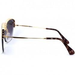 Rectangular Womens Bevel Edge Half Rim Rectangular Metal Victorian Style Sunglasses - Gold Smoke - CN18UQKOXNH $13.21