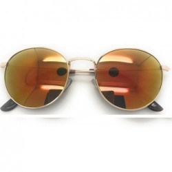 Round Reflective Lens Round Trendy Sunglasses - Clear Lens Glasses - Gold Orange - CR18RNUYLAI $18.66