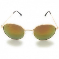 Round Reflective Lens Round Trendy Sunglasses - Clear Lens Glasses - Gold Orange - CR18RNUYLAI $9.94