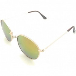 Round Reflective Lens Round Trendy Sunglasses - Clear Lens Glasses - Gold Orange - CR18RNUYLAI $9.94