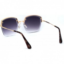 Rectangular Womens Bevel Edge Half Rim Rectangular Metal Victorian Style Sunglasses - Gold Smoke - CN18UQKOXNH $13.21