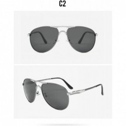 Square Men's classic retro polarized sunglasses trend new sunglasses driving glasses - Silver Grey C2 - C11905IQ7R8 $12.59