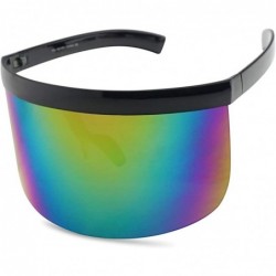 Oval Black Retro Futuristic Single Shield Color Oversized Wrap Cyclops/Visor Sunglasses - Black - CC183ZG8XOQ $19.86