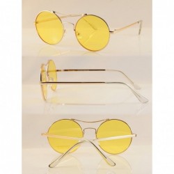 Round Modern Hippie Round Color Tinted Flat Lens Sunglasses A082 - Gold/ Yellow - C1189WKRNN2 $15.96