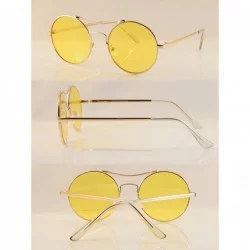 Round Modern Hippie Round Color Tinted Flat Lens Sunglasses A082 - Gold/ Yellow - C1189WKRNN2 $15.96