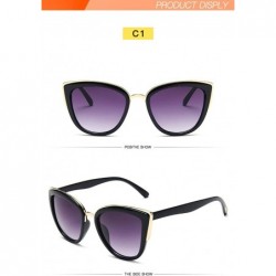 Cat Eye Retro Vintage Cat Eye Sunglasses for Women Plastic Frame Sun Glasses Ladies Shades - Black - CK19308X95Z $8.65
