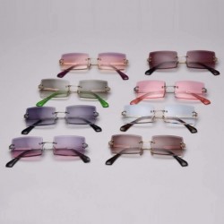 Rimless Rectangle Sunglasses Women Rimless Square Sun Glasses for Women Christmas Gifts - Purple Grey - CB18YYR6996 $17.59