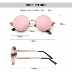 Wayfarer Retro Gothic Steampunk Sunglasses for Women Men Round Lens Metal Frame - Gold & Pink - CI18630RIIY $9.64