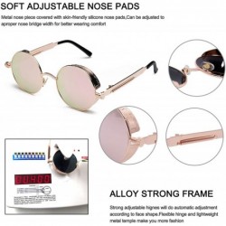 Wayfarer Retro Gothic Steampunk Sunglasses for Women Men Round Lens Metal Frame - Gold & Pink - CI18630RIIY $9.64