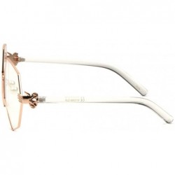 Oversized Geometric Oversized Clear Lens Sunglasses w/Pearl Nose Pads & 3D Clown Hand/Glove Hinge - Rose Gold & Clear Frame -...