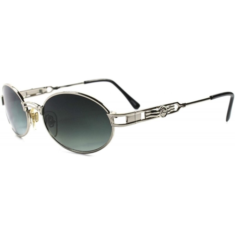 Oval Vintage 50s 60s Urban Hip Hop Swag Fashion Silver Oval Sunglasses - CR18023ASRN $23.54